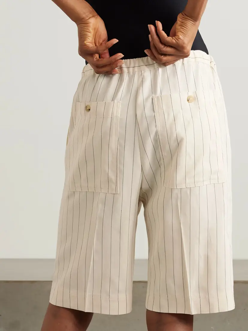 TOTEME Pinstriped Woven Shorts | Thumbnail 3
