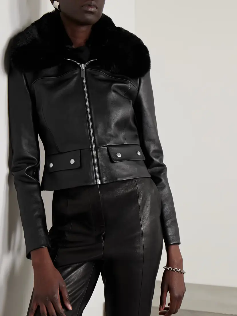 Magda Butrym Faux Fur-trimmed Leather Jacket | Thumbnail 3