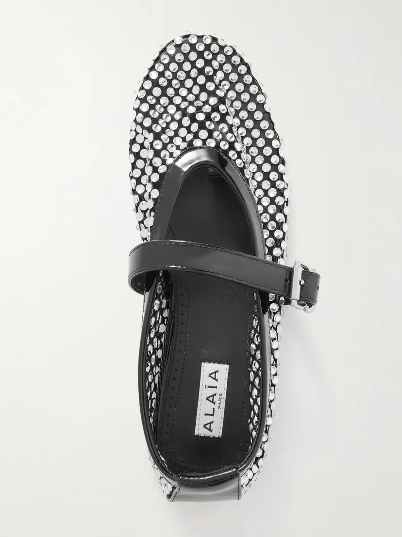 Alaïa Crystal-embellished Patent Leather-trimmed Mesh Ballet Flats | Thumbnail 5 Alaïa Crystal-embellished Patent Leather-trimmed Mesh Ballet Flats | Thumbnail 5