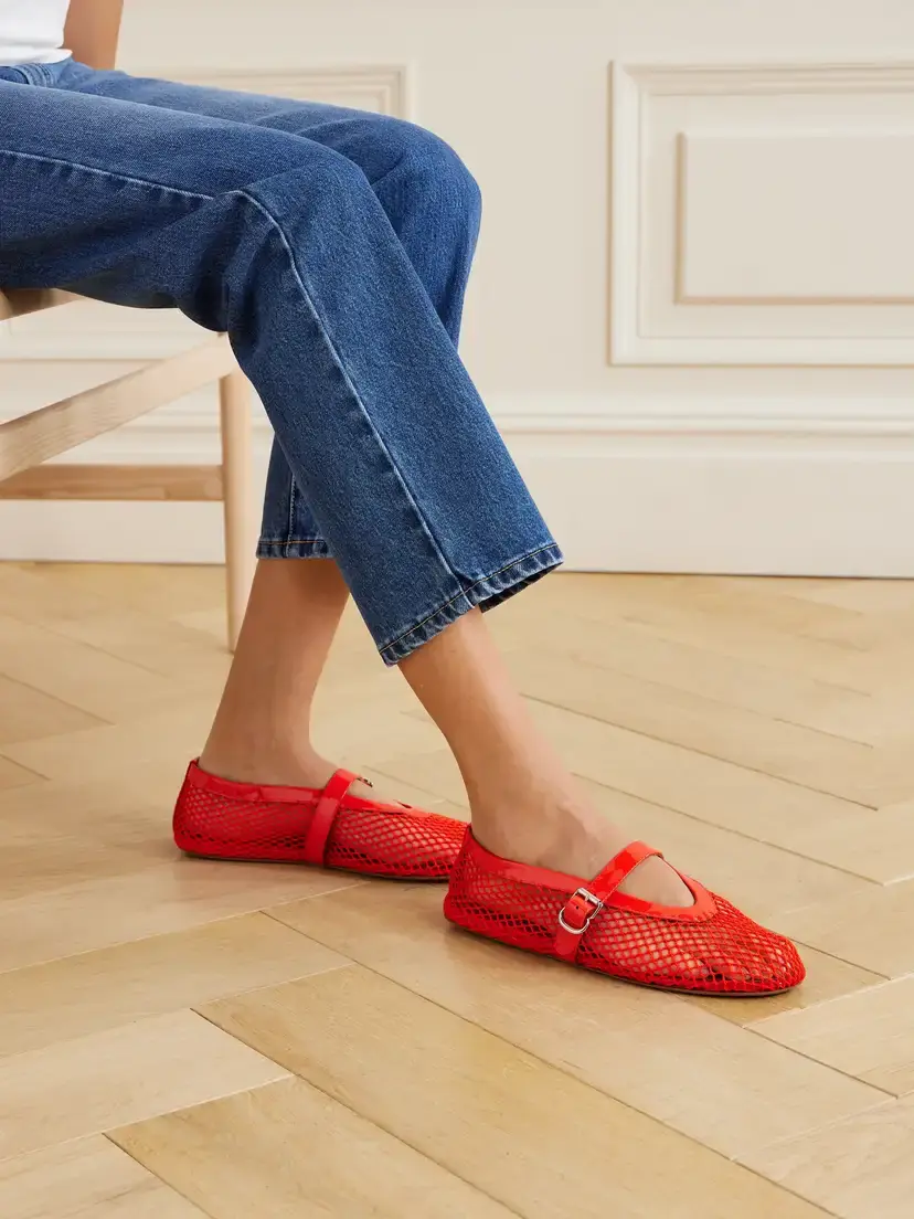 Alaïa Patent Leather-trimmed Mesh Ballet Flats | Thumbnail 2