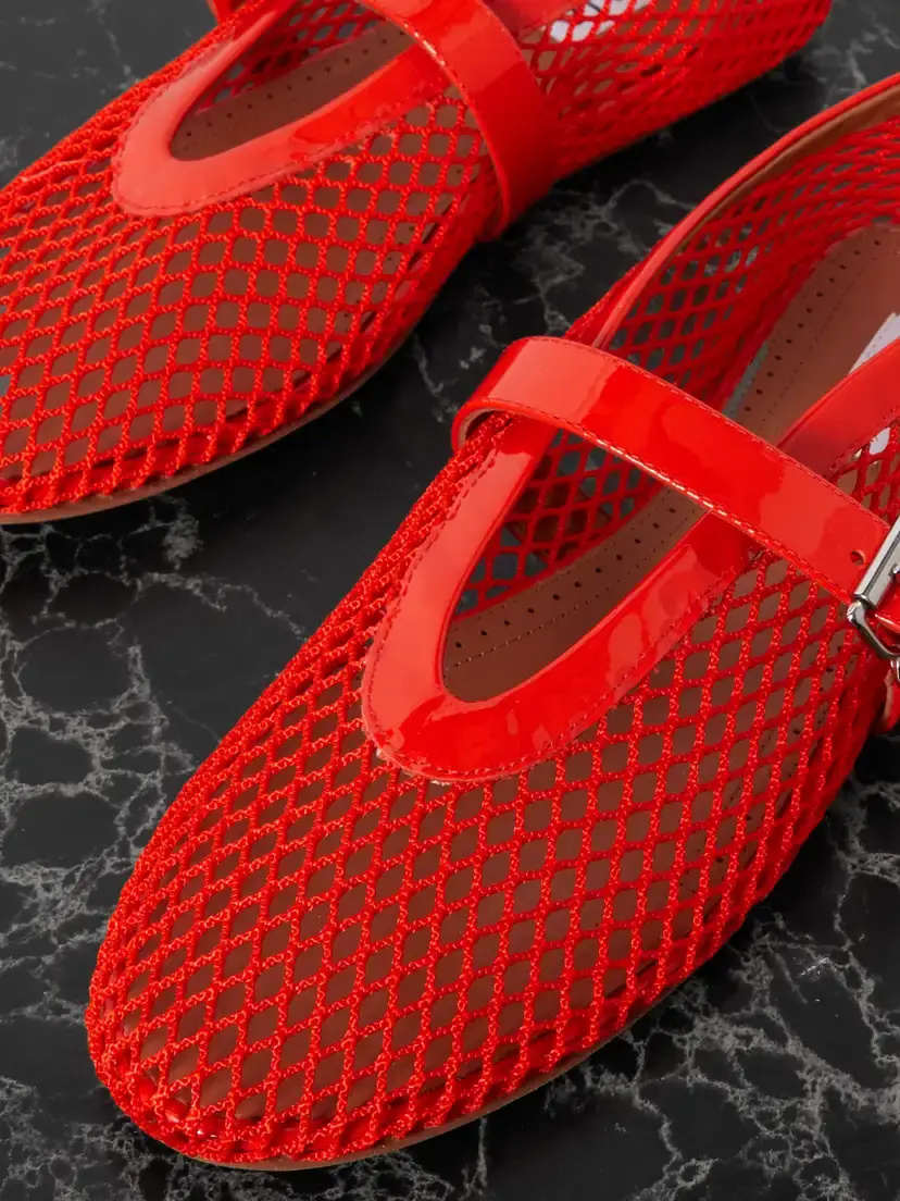 Alaïa Patent Leather-trimmed Mesh Ballet Flats | Thumbnail 4