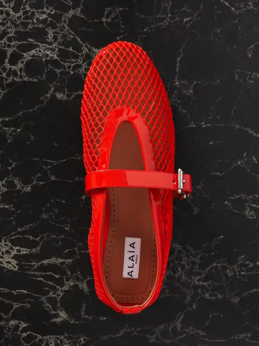 Alaïa Patent Leather-trimmed Mesh Ballet Flats | Thumbnail 5