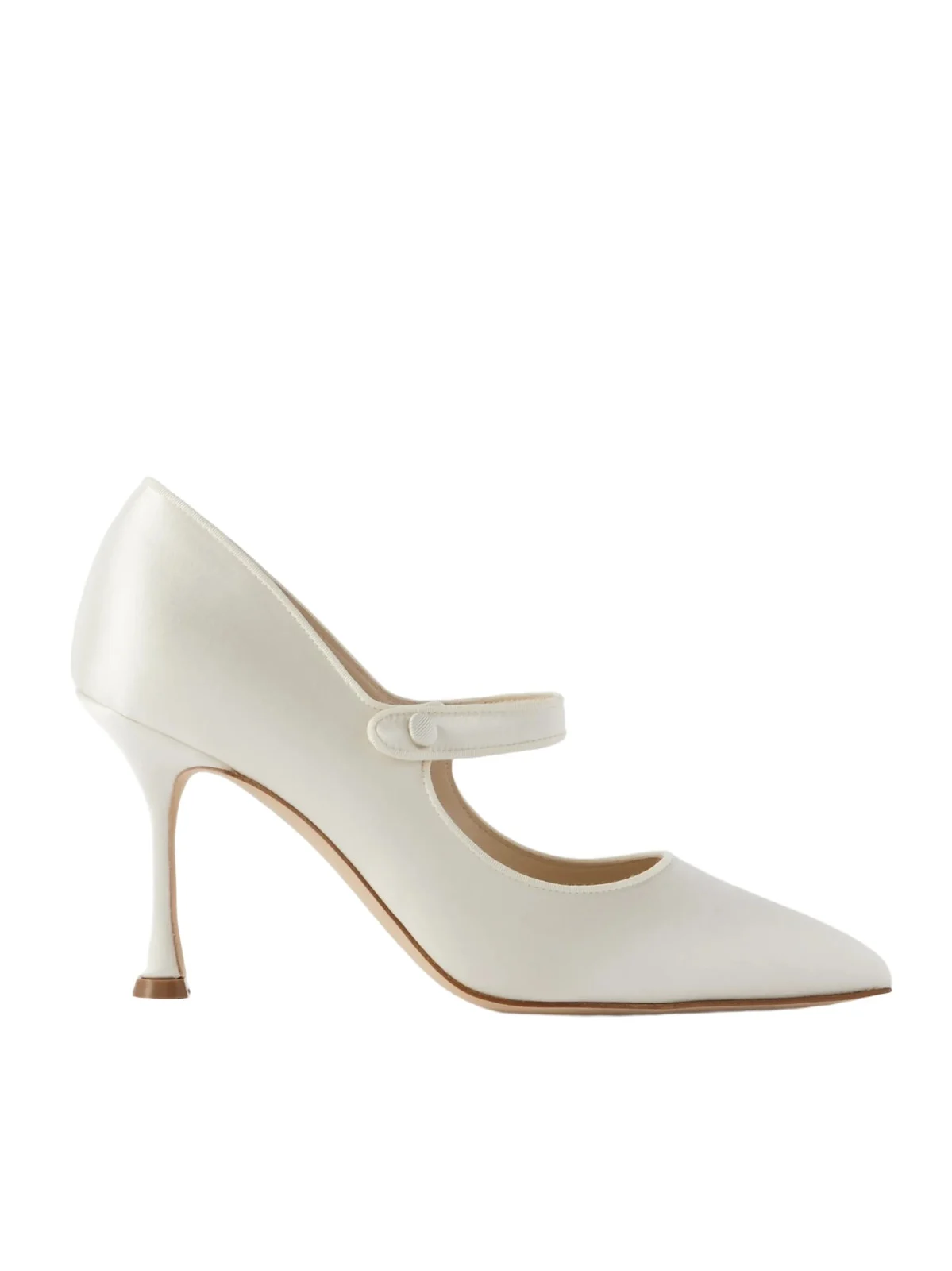 Manolo Blahnik Campari Bridal 90 Grosgrain-trimmed Satin Mary Jane Pumps