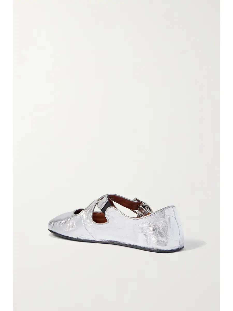 Alaïa Criss Cross Buckled Metallic Eel Ballet Flats | Thumbnail 3 Alaïa Criss Cross Buckled Metallic Eel Ballet Flats | Thumbnail 3