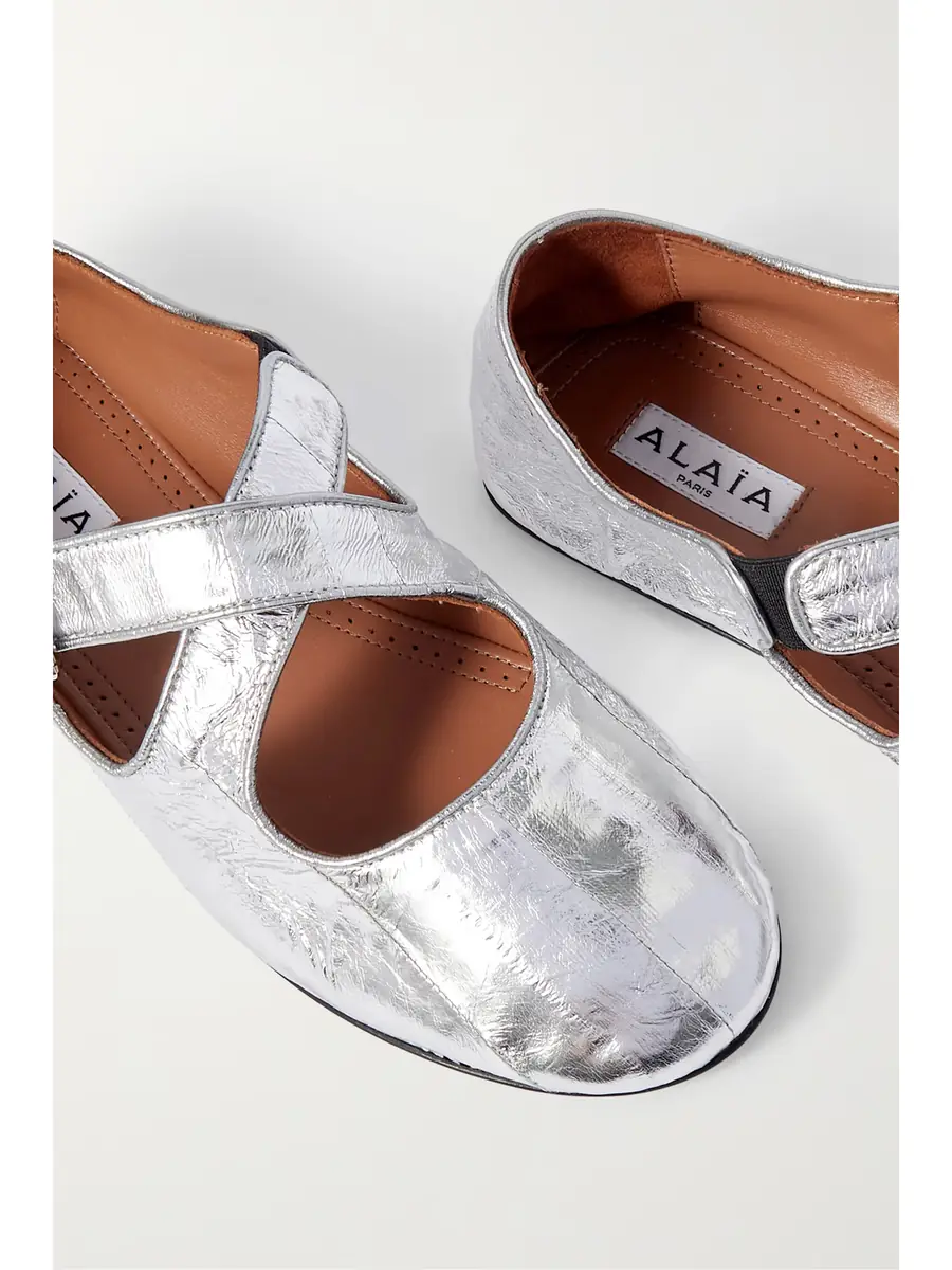 Alaïa Criss Cross Buckled Metallic Eel Ballet Flats | Thumbnail 4 Alaïa Criss Cross Buckled Metallic Eel Ballet Flats | Thumbnail 4