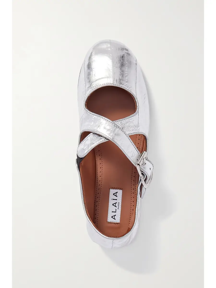 Alaïa Criss Cross Buckled Metallic Eel Ballet Flats | Thumbnail 5 Alaïa Criss Cross Buckled Metallic Eel Ballet Flats | Thumbnail 5