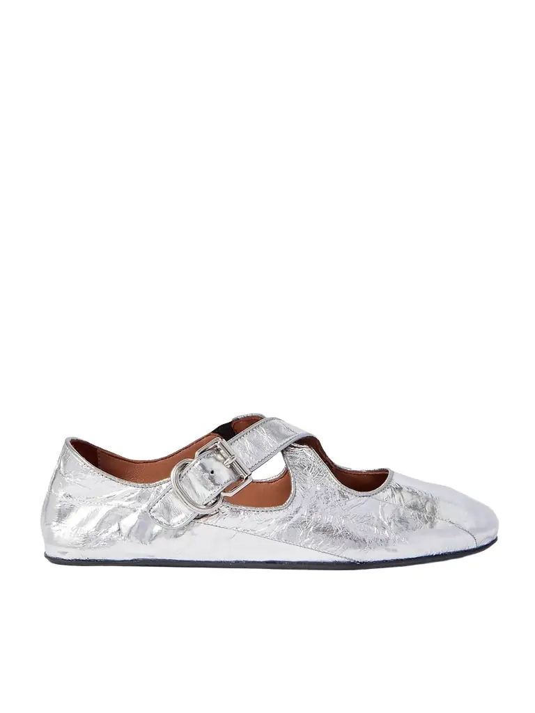 Alaïa Criss Cross Buckled Metallic Eel Ballet Flats | Thumbnail 1 Alaïa Criss Cross Buckled Metallic Eel Ballet Flats | Thumbnail 1