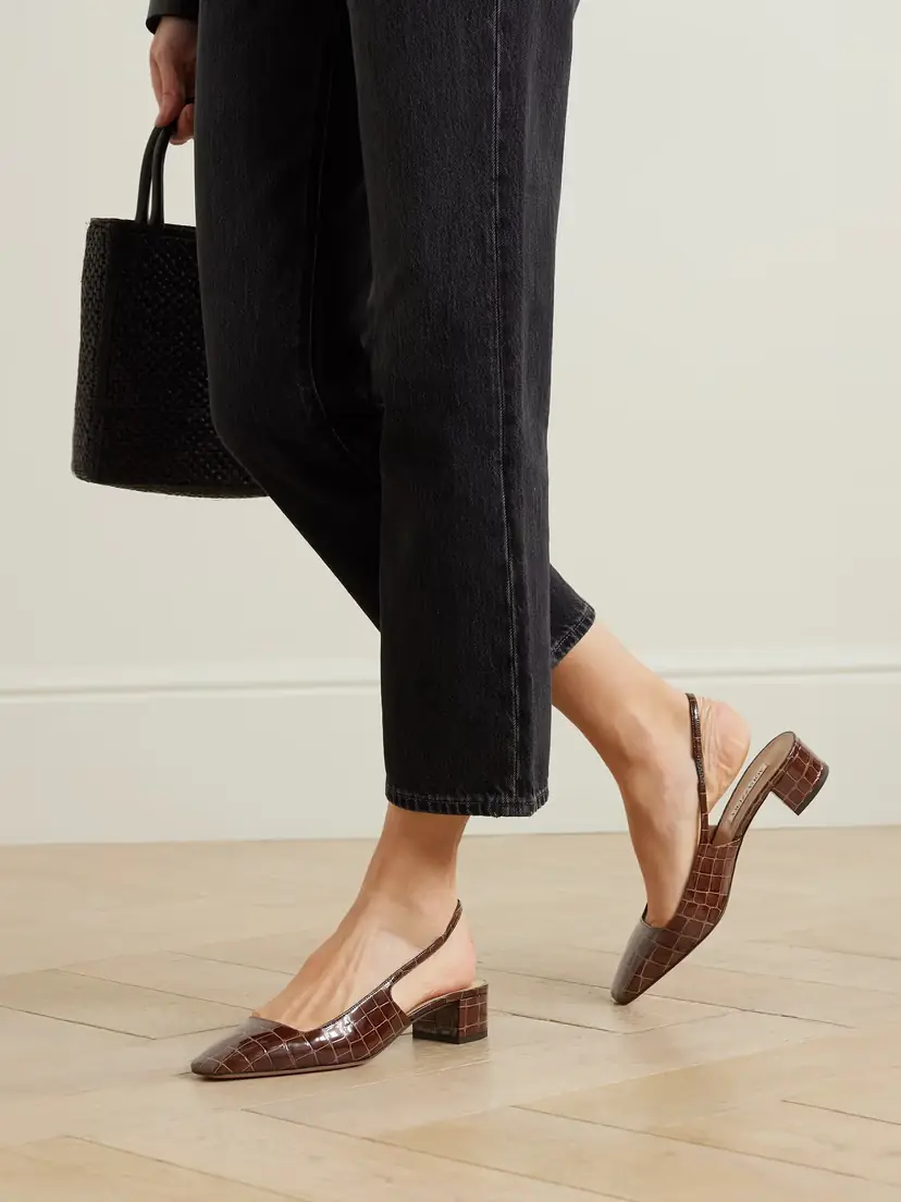 Aquazzura Ginza 35 Croc-effect Leather Slingback Pumps | Thumbnail 2