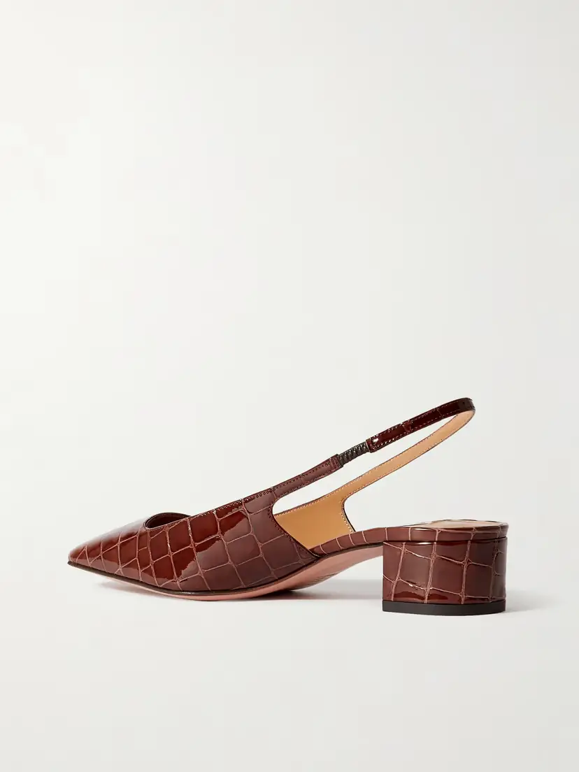 Aquazzura Ginza 35 Croc-effect Leather Slingback Pumps | Thumbnail 3