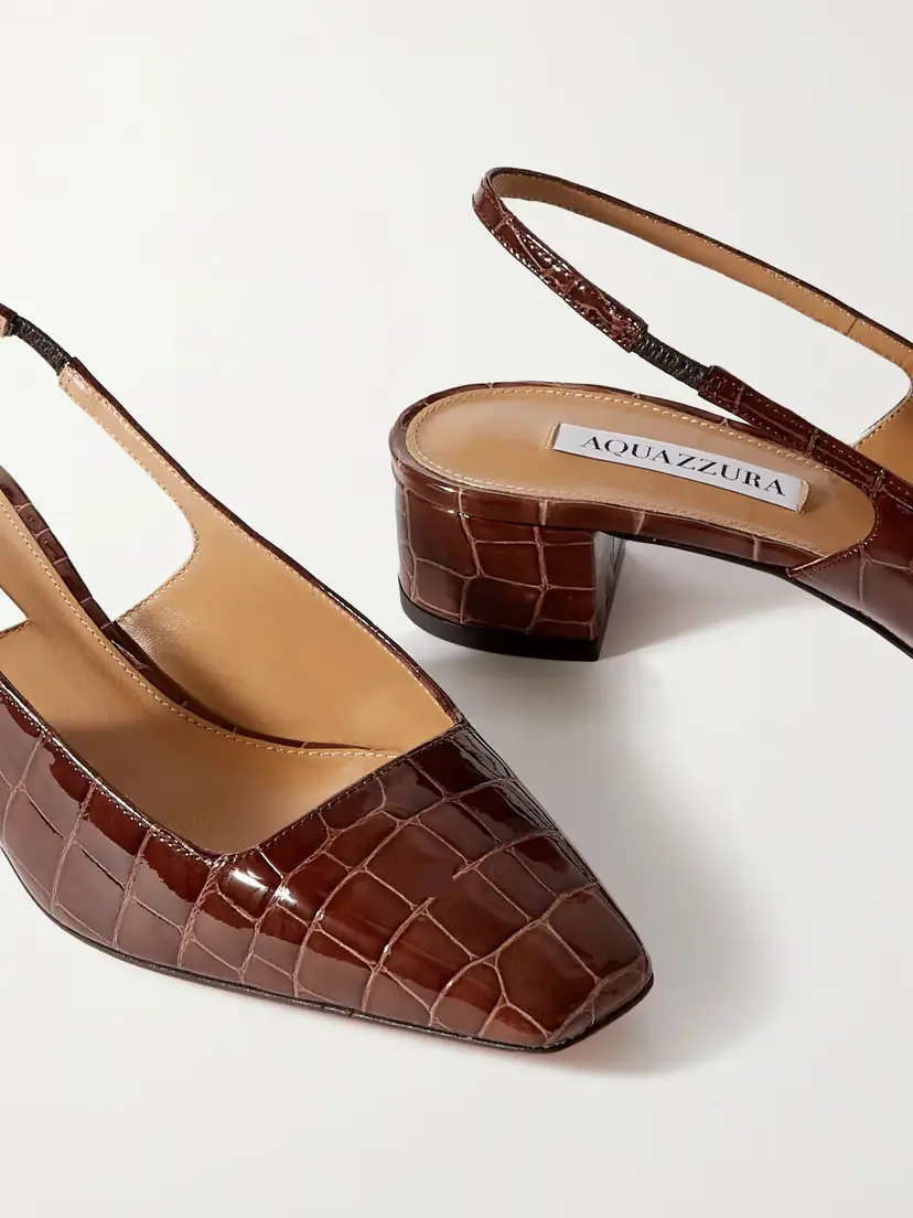 Aquazzura Ginza 35 Croc-effect Leather Slingback Pumps | Thumbnail 4
