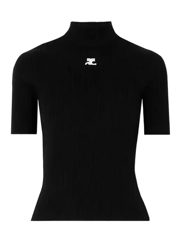 Courrèges Embroidered Ribbed-knit Top