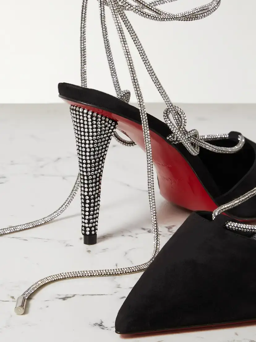 Christian Louboutin Astrid 85 Crystal-embellished Suede Pumps | Thumbnail 4 Christian Louboutin Astrid 85 Crystal-embellished Suede Pumps | Thumbnail 4