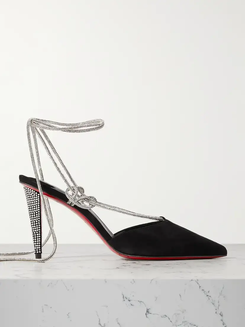 Christian Louboutin Astrid 85 Crystal-embellished Suede Pumps | Image 1 Christian Louboutin Astrid 85 Crystal-embellished Suede Pumps | Image 1