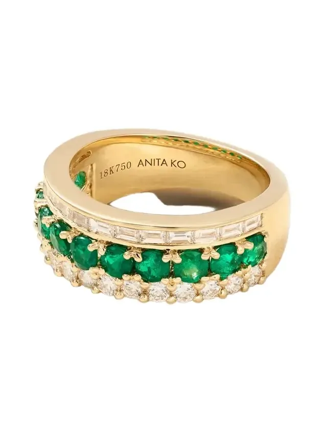 18-karat Gold, Emerald And Diamond Ring - Green