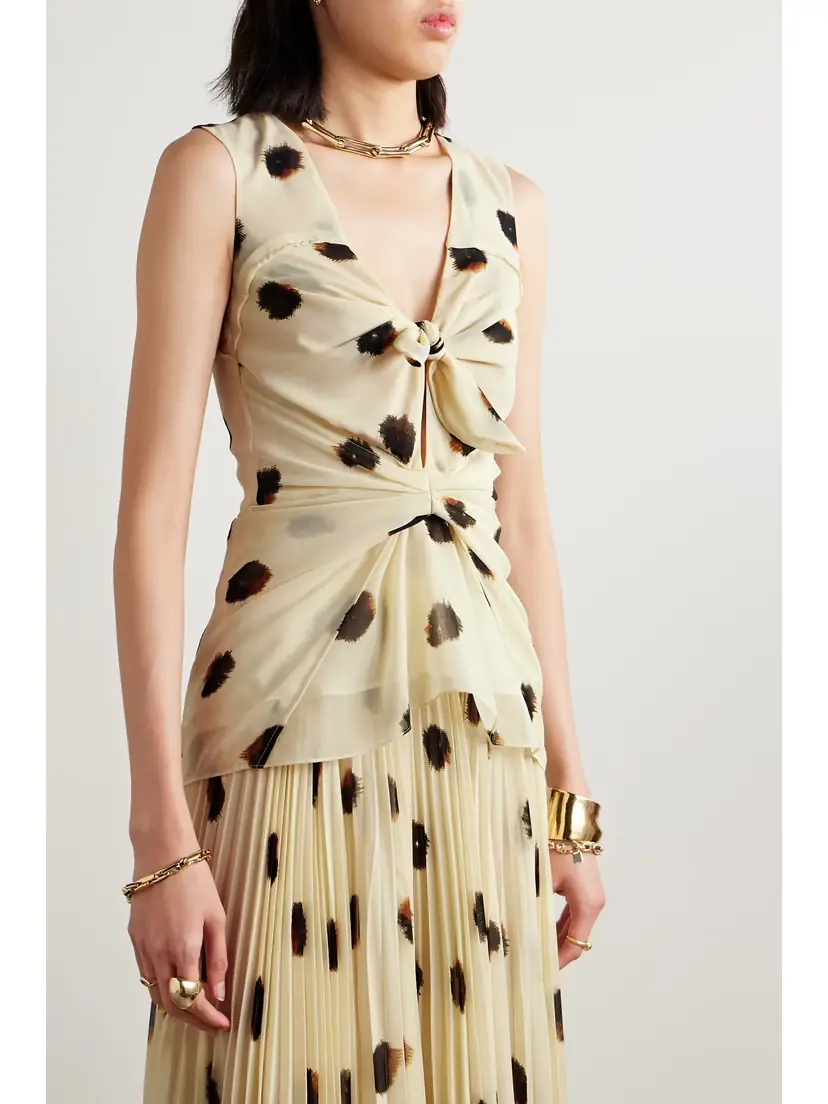 Altuzarra Pan Tie-front Gathered Polka-dot Crepe De Chine Top | Thumbnail 3 Altuzarra Pan Tie-front Gathered Polka-dot Crepe De Chine Top | Thumbnail 3