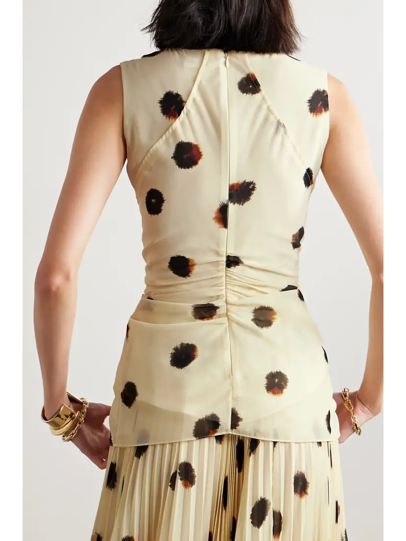 Altuzarra Pan Tie-front Gathered Polka-dot Crepe De Chine Top | Thumbnail 4 Altuzarra Pan Tie-front Gathered Polka-dot Crepe De Chine Top | Thumbnail 4