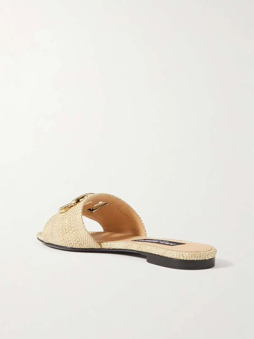 Dolce & Gabbana Bianca Logo-embellished Raffia Slides | Thumbnail 3 Dolce & Gabbana Bianca Logo-embellished Raffia Slides | Thumbnail 3