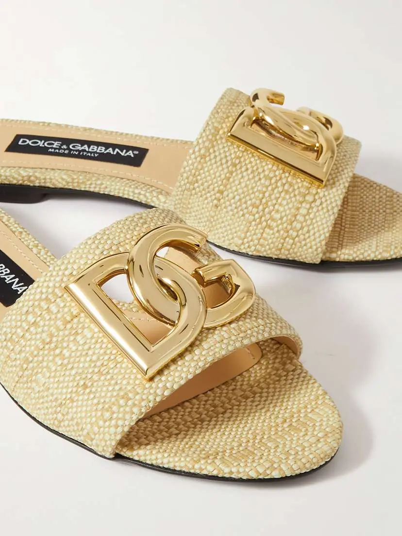 Dolce & Gabbana Bianca Logo-embellished Raffia Slides | Thumbnail 4 Dolce & Gabbana Bianca Logo-embellished Raffia Slides | Thumbnail 4