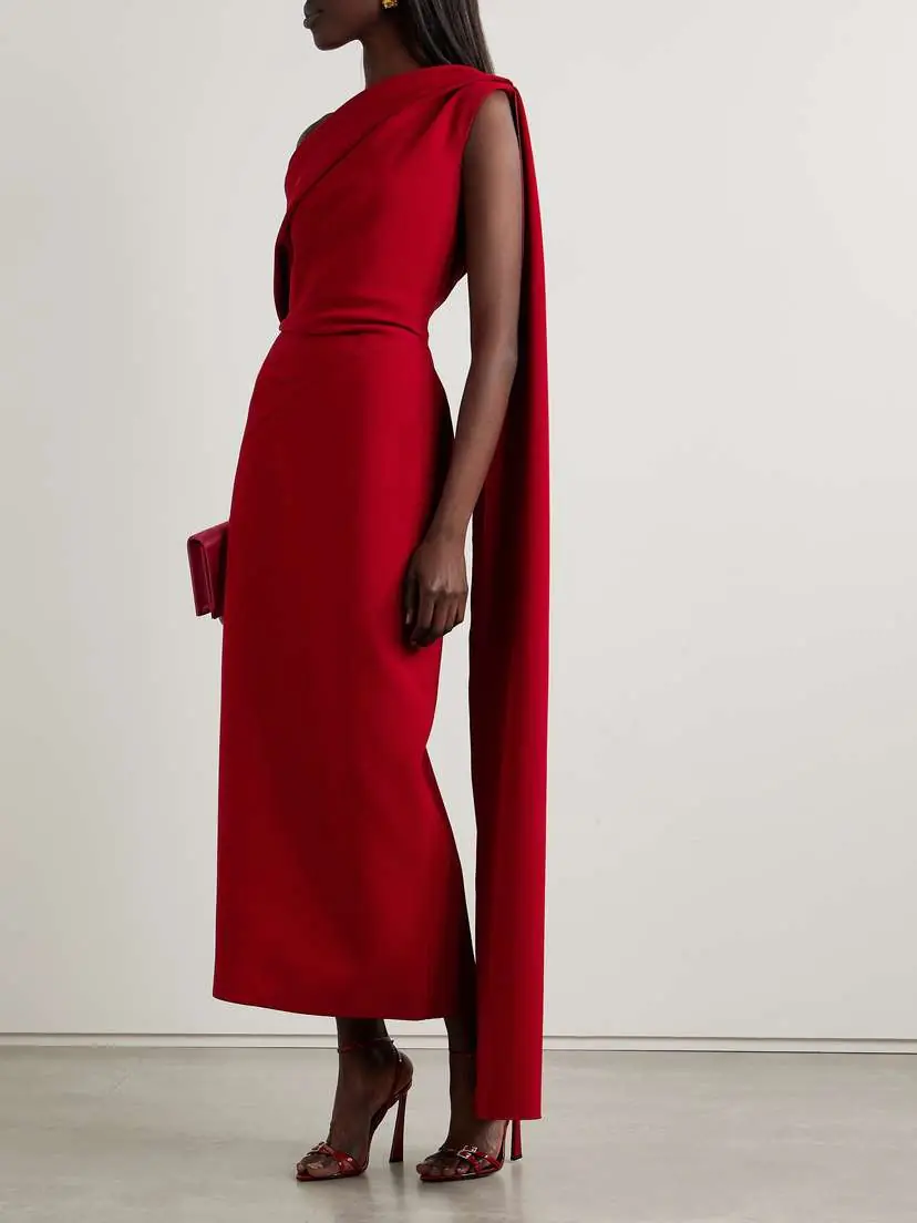 Roksanda Maite One-shoulder Cape-effect Two-tone Cady Maxi Dress - UK 20 | Thumbnail 2