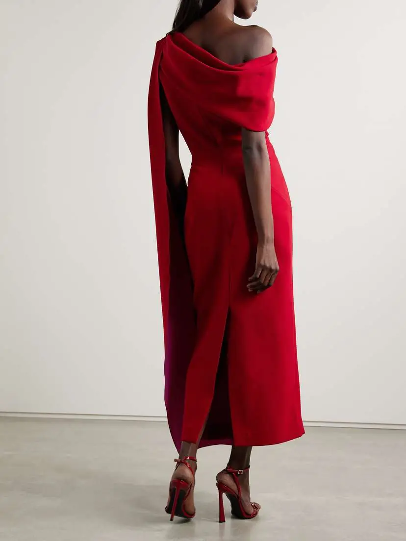 Roksanda Maite One-shoulder Cape-effect Two-tone Cady Maxi Dress - UK 20 | Thumbnail 3