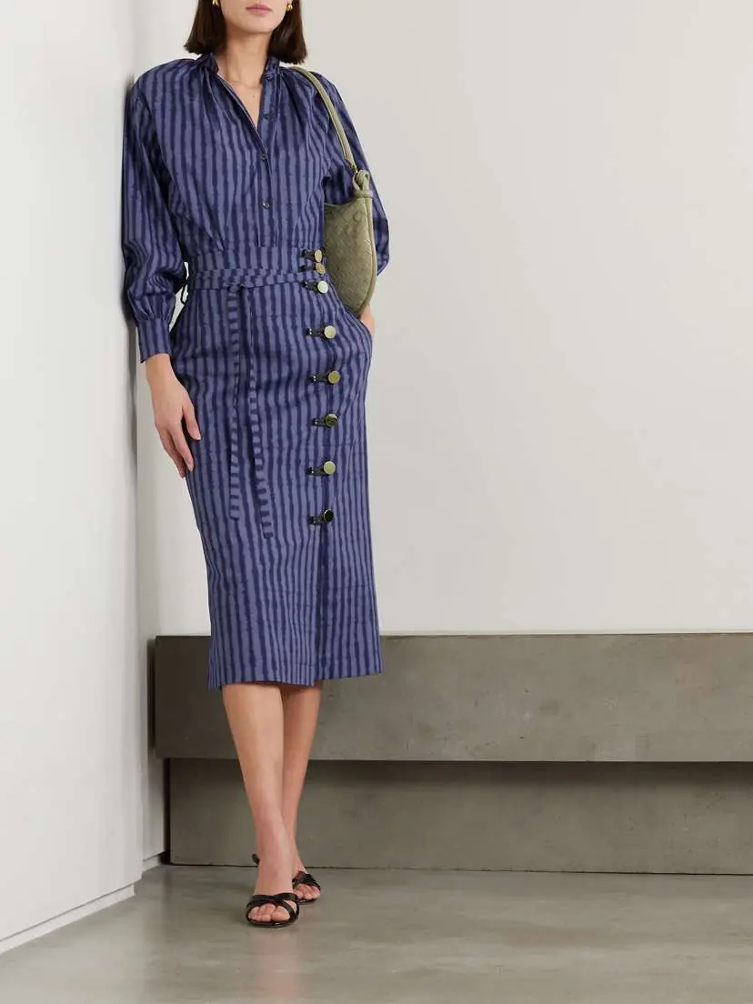 Altuzarra Hiroki Braided Striped Cotton-blend Poplin Midi Skirt | Thumbnail 2 Altuzarra Hiroki Braided Striped Cotton-blend Poplin Midi Skirt | Thumbnail 2