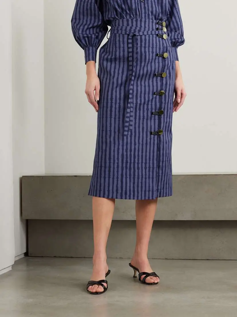 Altuzarra Hiroki Braided Striped Cotton-blend Poplin Midi Skirt | Thumbnail 3 Altuzarra Hiroki Braided Striped Cotton-blend Poplin Midi Skirt | Thumbnail 3