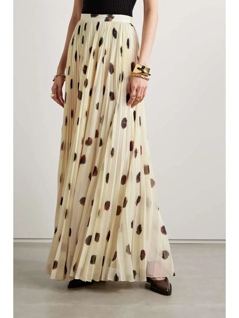Altuzarra Sif Pleated Polka-dot Crepe De Chine Maxi Skirt | Thumbnail 3