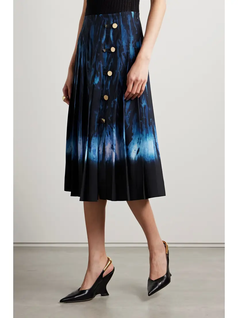 Altuzarra Tullius Pleated Printed Crepe De Chine Midi Skirt | Thumbnail 3 Altuzarra Tullius Pleated Printed Crepe De Chine Midi Skirt | Thumbnail 3
