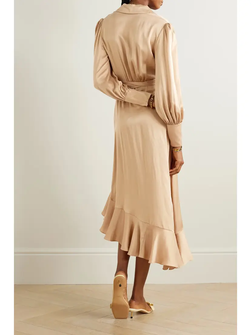 Zimmermann Asymmetric Ruffled Duchesse Silk-satin Midi Wrap Dress | Thumbnail 3 Zimmermann Asymmetric Ruffled Duchesse Silk-satin Midi Wrap Dress | Thumbnail 3