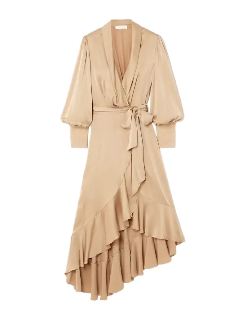 Zimmermann Asymmetric Ruffled Duchesse Silk-satin Midi Wrap Dress | Thumbnail 1 Zimmermann Asymmetric Ruffled Duchesse Silk-satin Midi Wrap Dress | Thumbnail 1