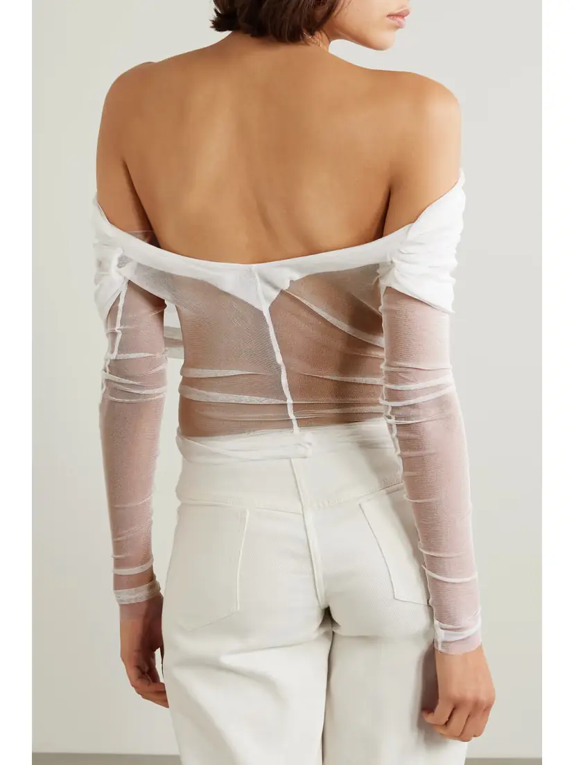 Christopher Esber Off-the-shoulder Gathered Silk-tulle Top | Thumbnail 3 Christopher Esber Off-the-shoulder Gathered Silk-tulle Top | Thumbnail 3