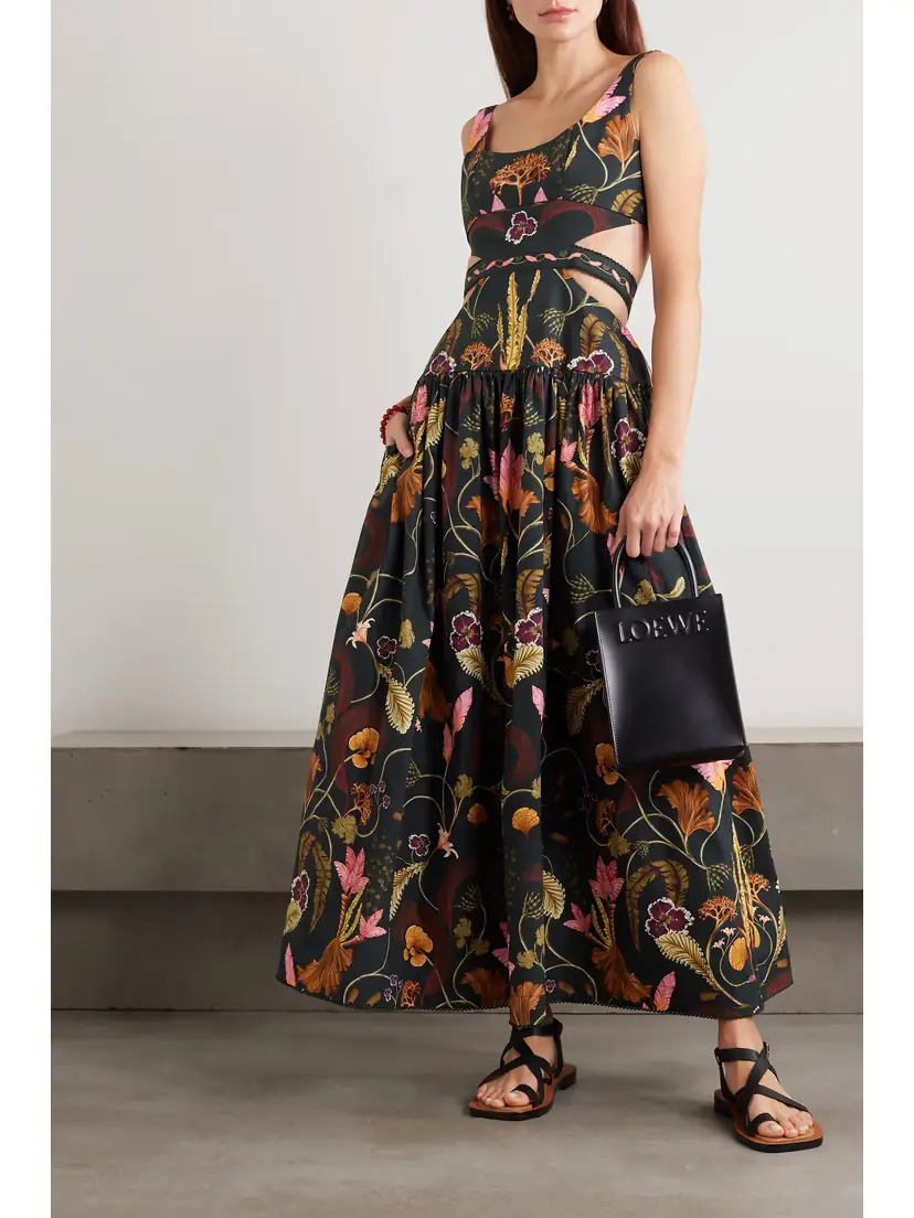 Agua by Agua Bendita + Net Sustain Totumo Cut-out Gathered Printed Cotton Maxi Dress | Thumbnail 2