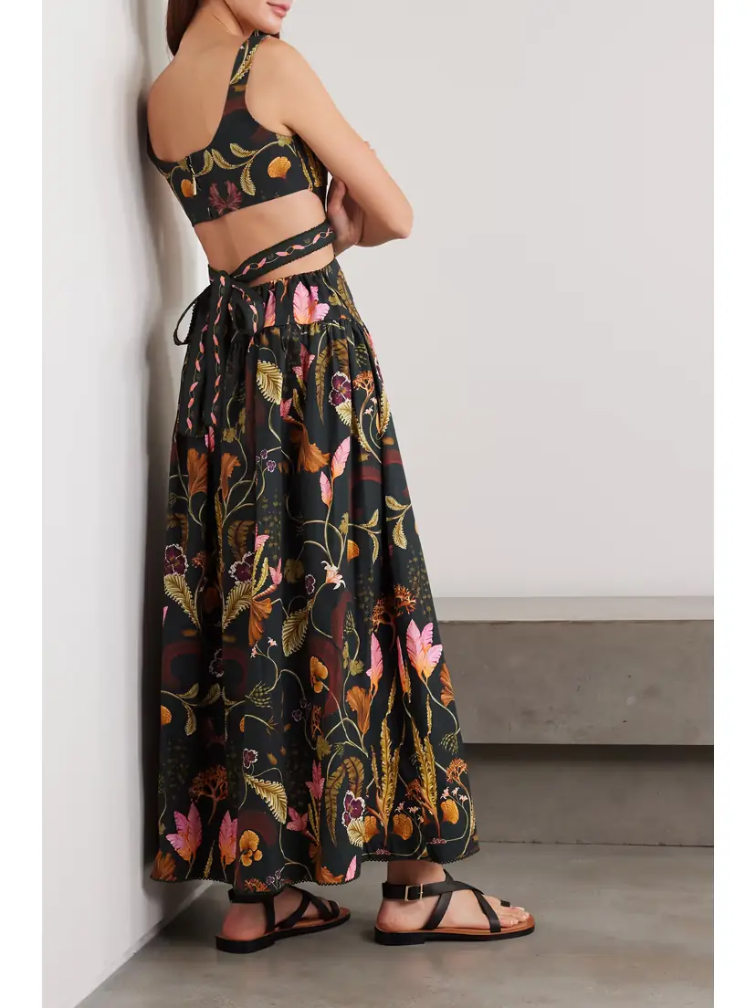 Agua by Agua Bendita + Net Sustain Totumo Cut-out Gathered Printed Cotton Maxi Dress | Thumbnail 3