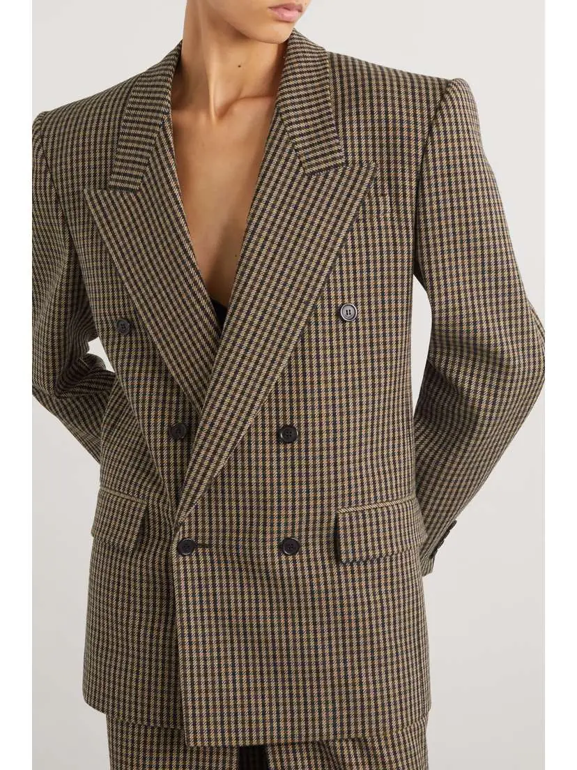 SAINT LAURENT Double-breasted Checked Wool-blend Blazer | Thumbnail 3 SAINT LAURENT Double-breasted Checked Wool-blend Blazer | Thumbnail 3