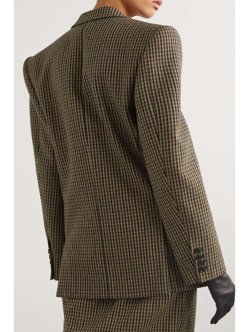SAINT LAURENT Double-breasted Checked Wool-blend Blazer | Thumbnail 4 SAINT LAURENT Double-breasted Checked Wool-blend Blazer | Thumbnail 4