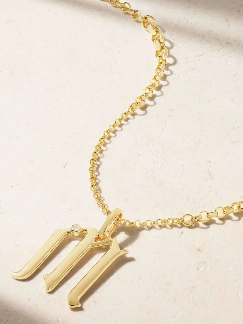 Foundrae Initials 18-karat Gold Diamond Pendant | Thumbnail 4