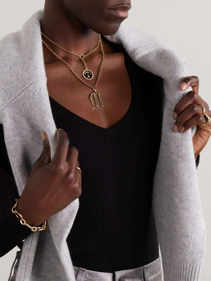 Foundrae Initials 18-karat Gold Diamond Pendant | Thumbnail 5