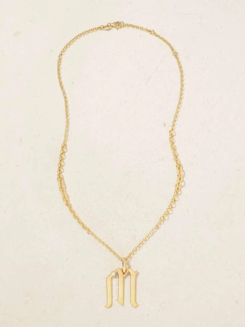 Foundrae Initials 18-karat Gold Diamond Pendant | Thumbnail 6