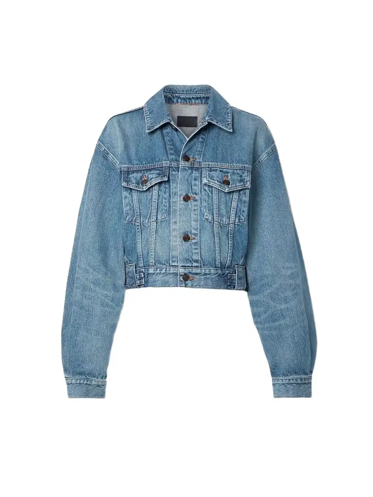 Saint Laurent Cropped Denim Jacket | Image 1 Saint Laurent Cropped Denim Jacket | Image 1