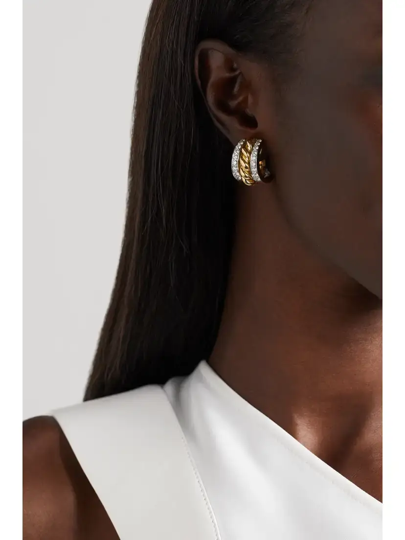 DAVID WEBB 18-karat Gold, Platinum And Diamond Clip Earrings | Thumbnail 2 DAVID WEBB 18-karat Gold, Platinum And Diamond Clip Earrings | Thumbnail 2