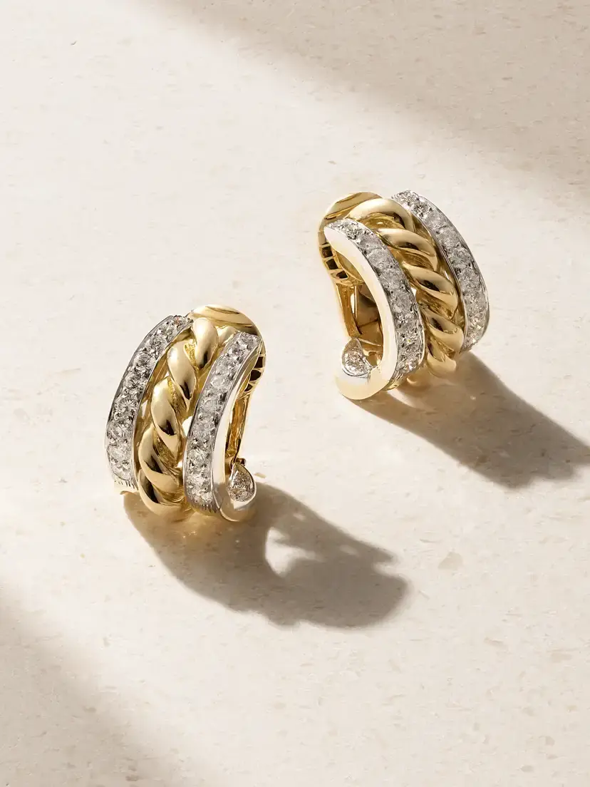 18-karat Gold, Platinum And Diamond Clip Earrings 18-karat Gold, Platinum And Diamond Clip Earrings