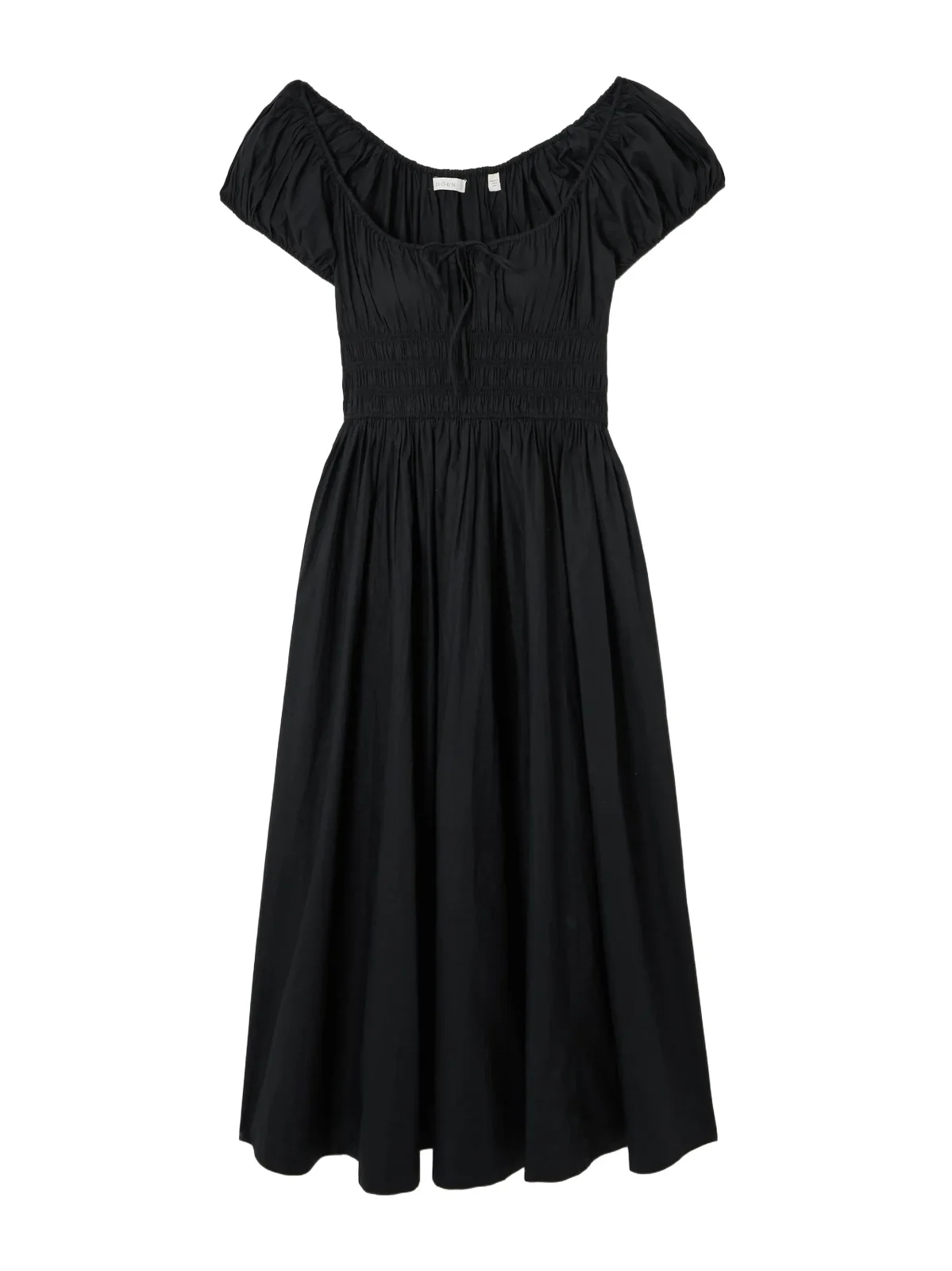 Quinn Tie-detailed Shirred Organic Cotton-poplin Midi Dress