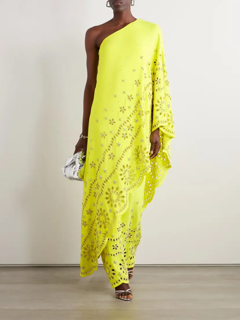 Oscar de la Renta One-shoulder Embellished Broderie Anglaise Stretch-silk Crepe Gown - x large | Thumbnail 2 Oscar de la Renta One-shoulder Embellished Broderie Anglaise Stretch-silk Crepe Gown - x large | Thumbnail 2