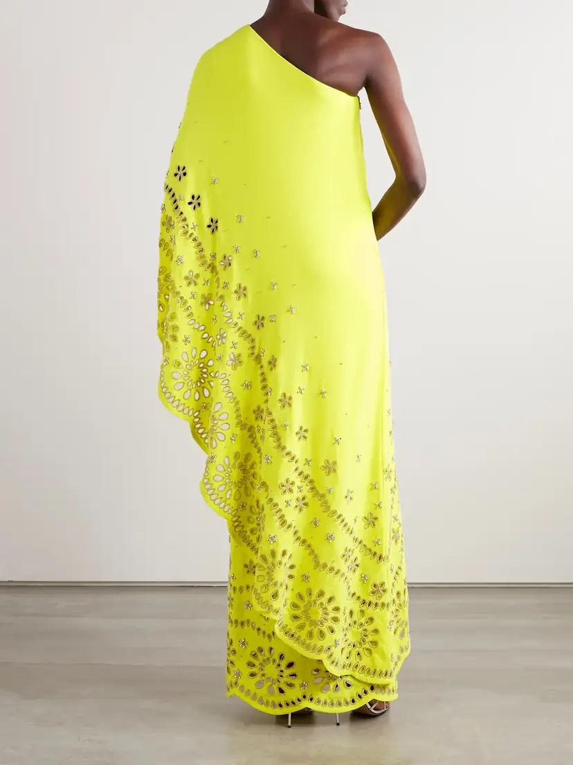 Oscar de la Renta One-shoulder Embellished Broderie Anglaise Stretch-silk Crepe Gown - x large | Thumbnail 3 Oscar de la Renta One-shoulder Embellished Broderie Anglaise Stretch-silk Crepe Gown - x large | Thumbnail 3