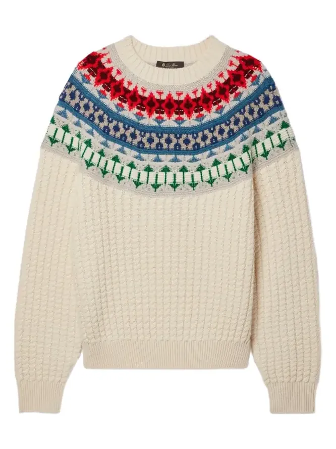 Noel Fair Isle Cable-knit Cashmere Sweater