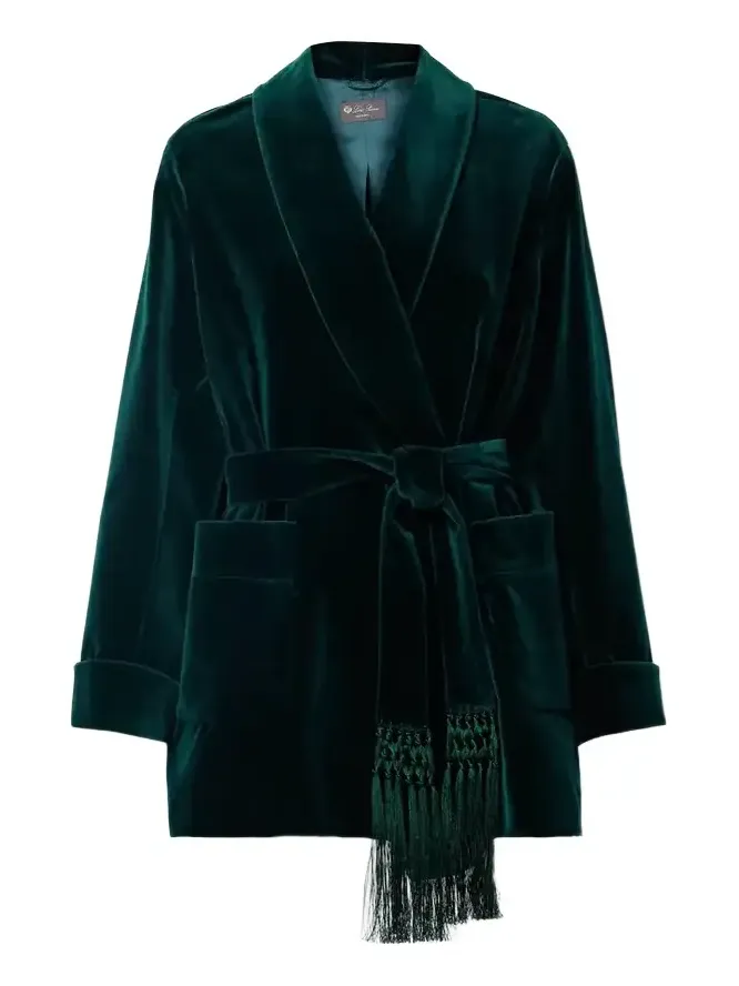 Loro Piana Raniya Belted Macramé-trimmed Cotton-blend Velvet Jacket