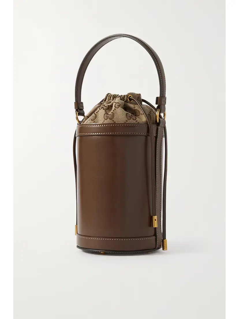 Gucci Ophidia Mini Leather And Canvas-jacquard Bucket Bag | Thumbnail 3 Gucci Ophidia Mini Leather And Canvas-jacquard Bucket Bag | Thumbnail 3