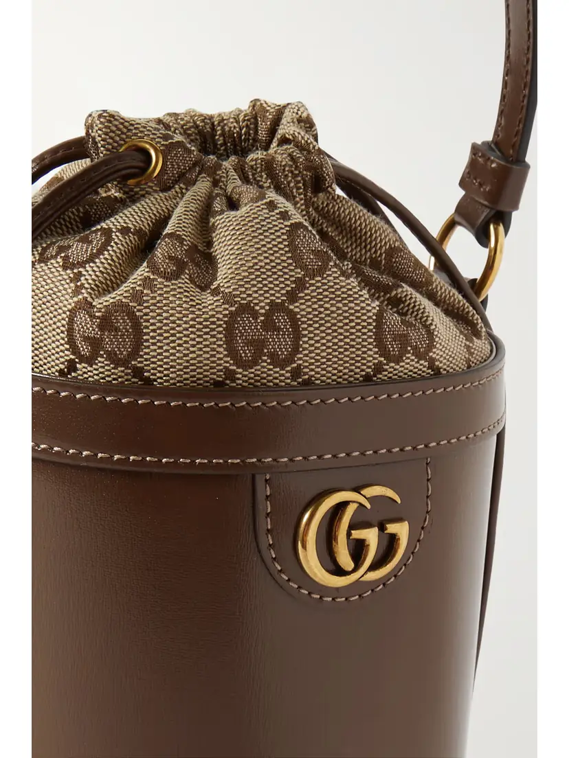 Gucci Ophidia Mini Leather And Canvas-jacquard Bucket Bag | Thumbnail 4 Gucci Ophidia Mini Leather And Canvas-jacquard Bucket Bag | Thumbnail 4