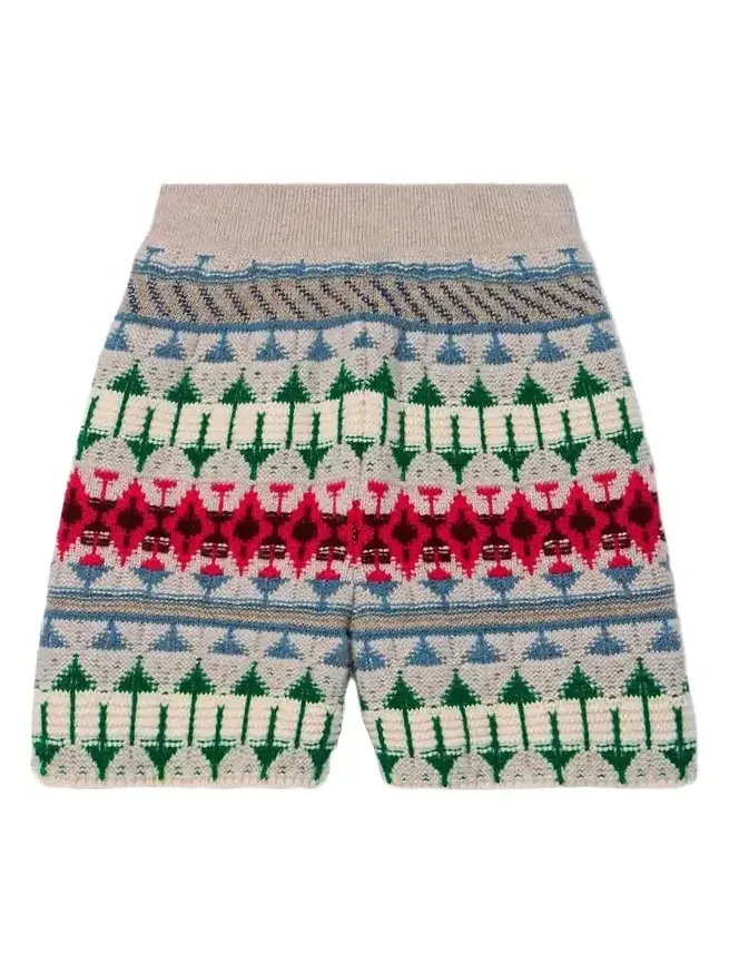 Loro Piana Holiday Noel Jacquard-knit Cashmere Shorts
