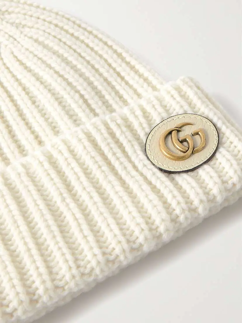 Gucci Victor Appliquéd Ribbed Wool And Cashmere-blend Beanie | Thumbnail 3
